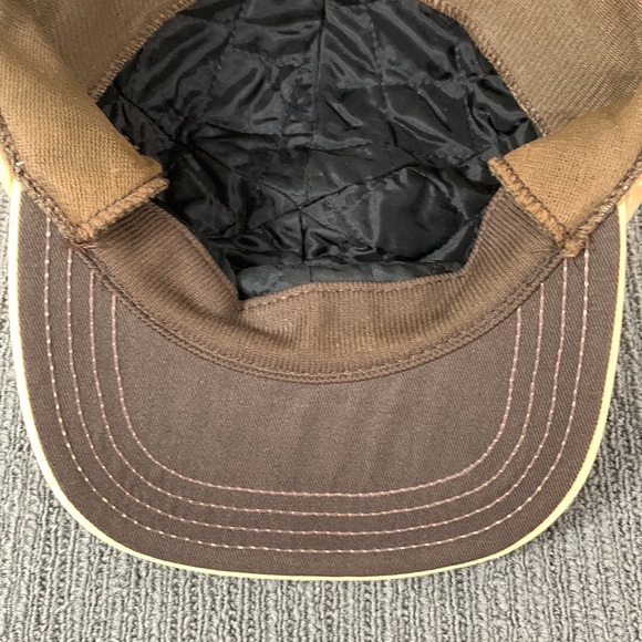 Vintage P Fitted Cap Men's Size L Tan Soft Felt 6 Panel High Profile Lined - Picture 15 of 17